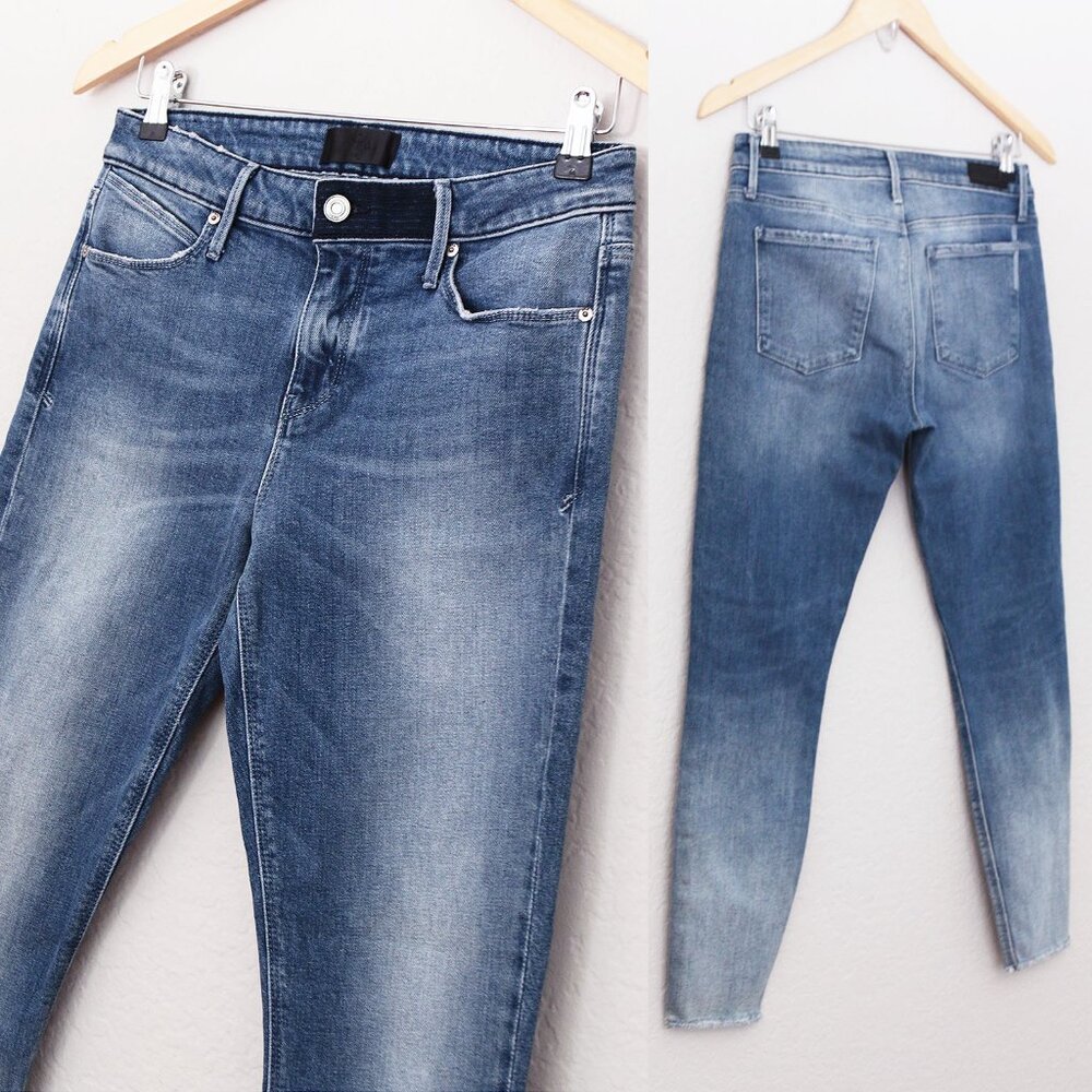 RtA Road To Awe Women's 28 Madrid Skinny Jeans Stretch Frayed Hem Blue Wash $315 - Picture 12 of 14